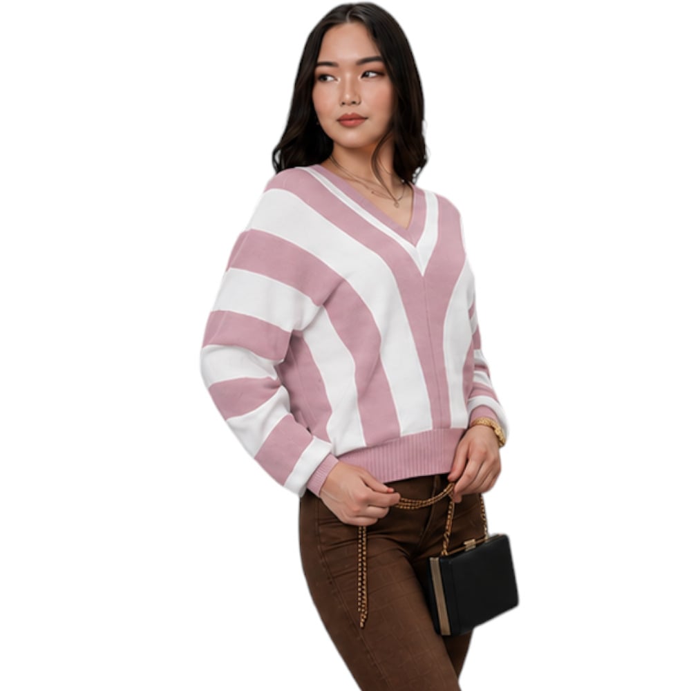 SUETER MUJER CASUAL MAD272G-25 ZAFIRO V HILO TACTO ALGODON COLOR OLIVO - 5