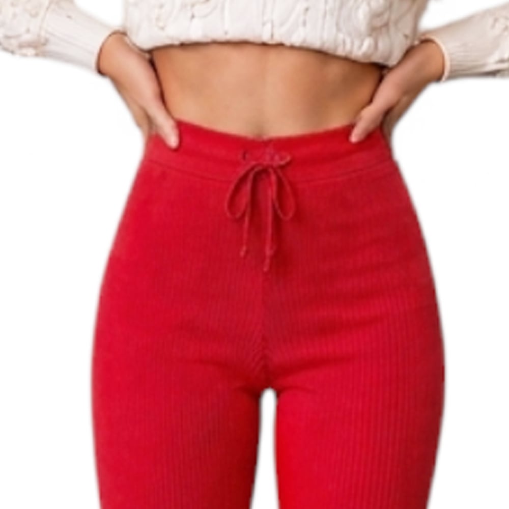 PANTALON MUJER ROXY-25 PALAZO PRETINA HILO TACTO ALGODON COLOR ROJO - 5