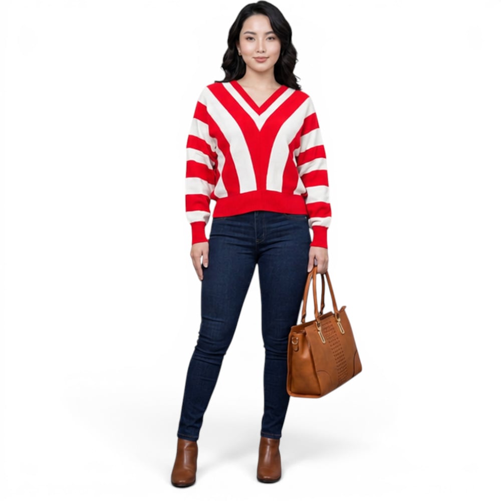 SUETER MUJER CASUAL MAD272G-25 ZAFIRO V HILO TACTO ALGODON COLOR PISTACHO - 3