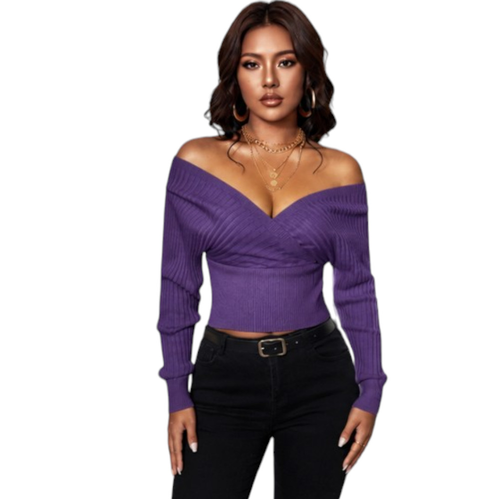 SUETER MUJER JAPONESA DOBLE V BRA127-25HILO CASIMIR COLOR MORA - 4
