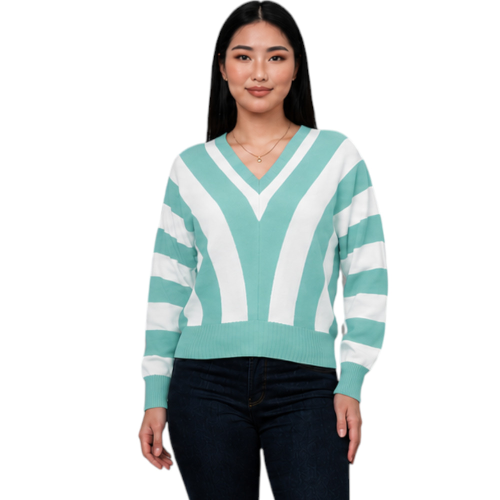 SUETER MUJER CASUAL MAD272G-25 ZAFIRO V HILO TACTO ALGODON COLOR PLOMO - 1