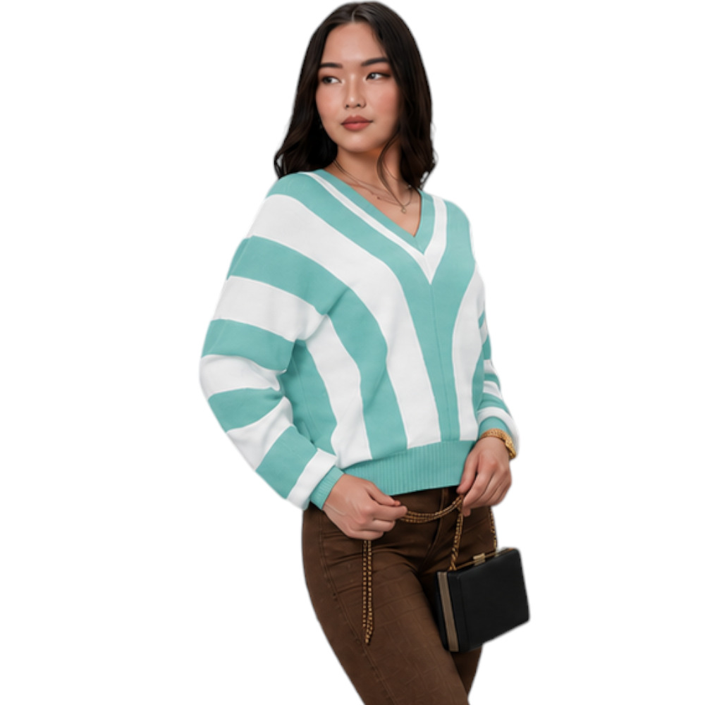 SUETER MUJER CASUAL MAD272G-25 ZAFIRO V HILO TACTO ALGODON COLOR PLOMO - 5