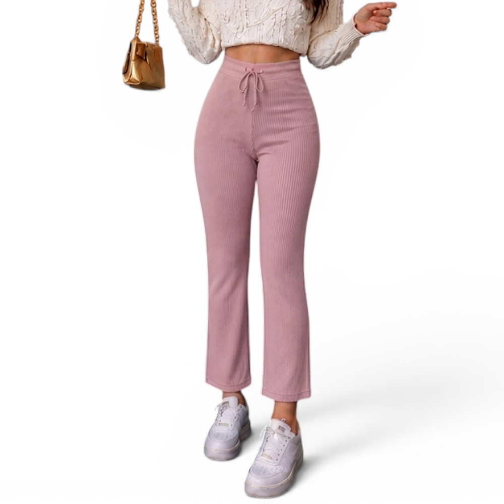 PANTALON MUJER ROXY-25 PALAZO PRETINA HILO TACTO ALGODON COLOR PALO ROSA - 1