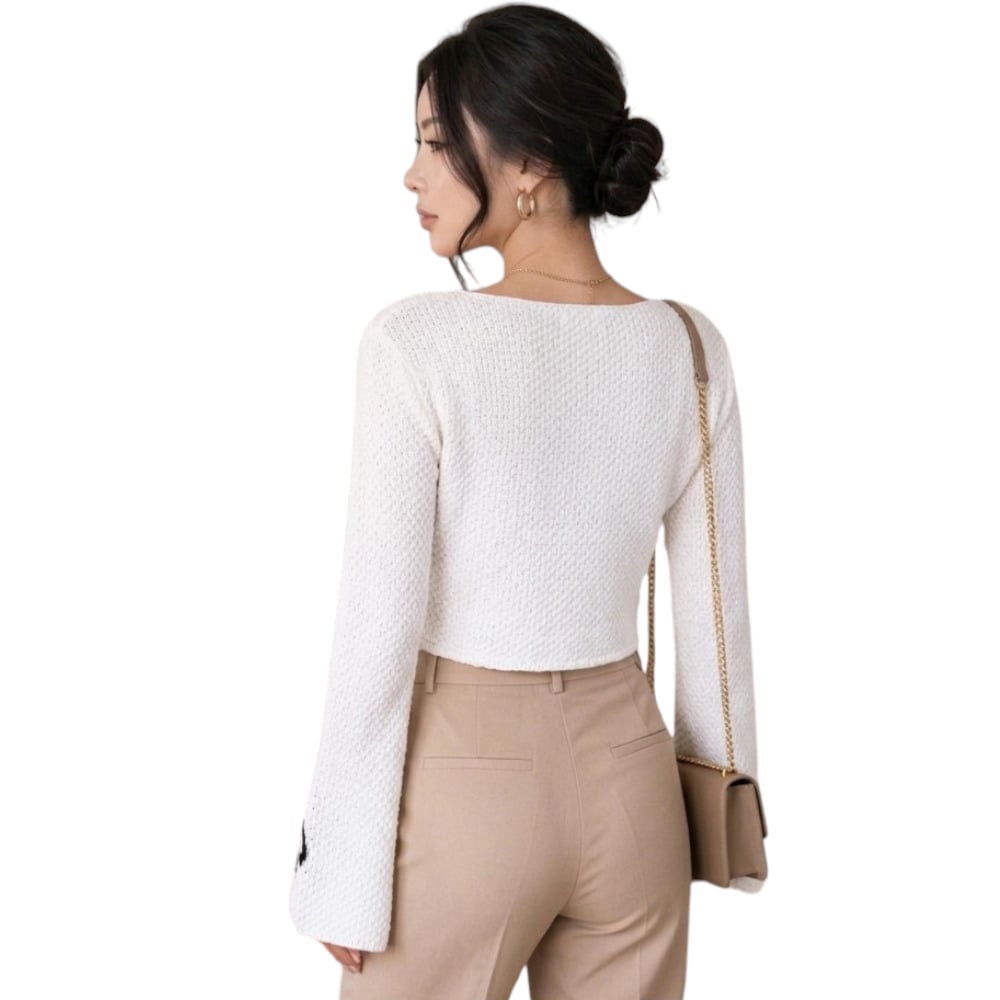 POLO MUJER LAZO MALLA DOM464G-18 HILO TACTO ALGODON COLOR PERLA - 2
