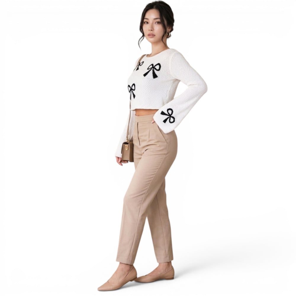 POLO MUJER LAZO MALLA DOM464G-18 HILO TACTO ALGODON COLOR PERLA - 4