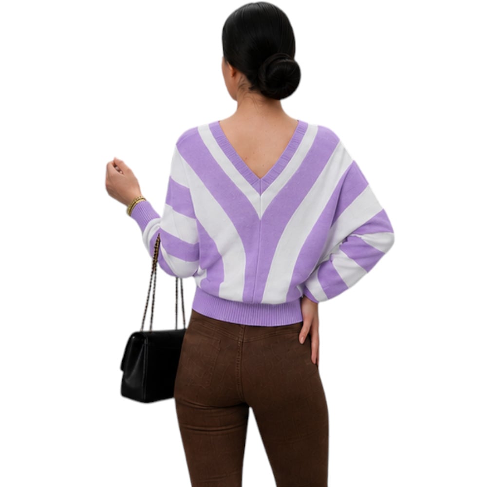 SUETER MUJER CASUAL MAD272G-25 ZAFIRO V HILO TACTO ALGODON COLOR LILA - 2