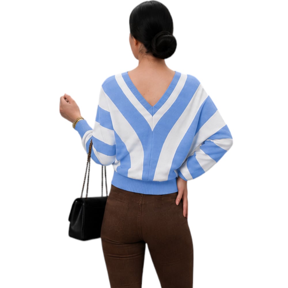 SUETER MUJER CASUAL MAD272G-25 ZAFIRO V HILO TACTO ALGODON COLOR CELESTE - 5