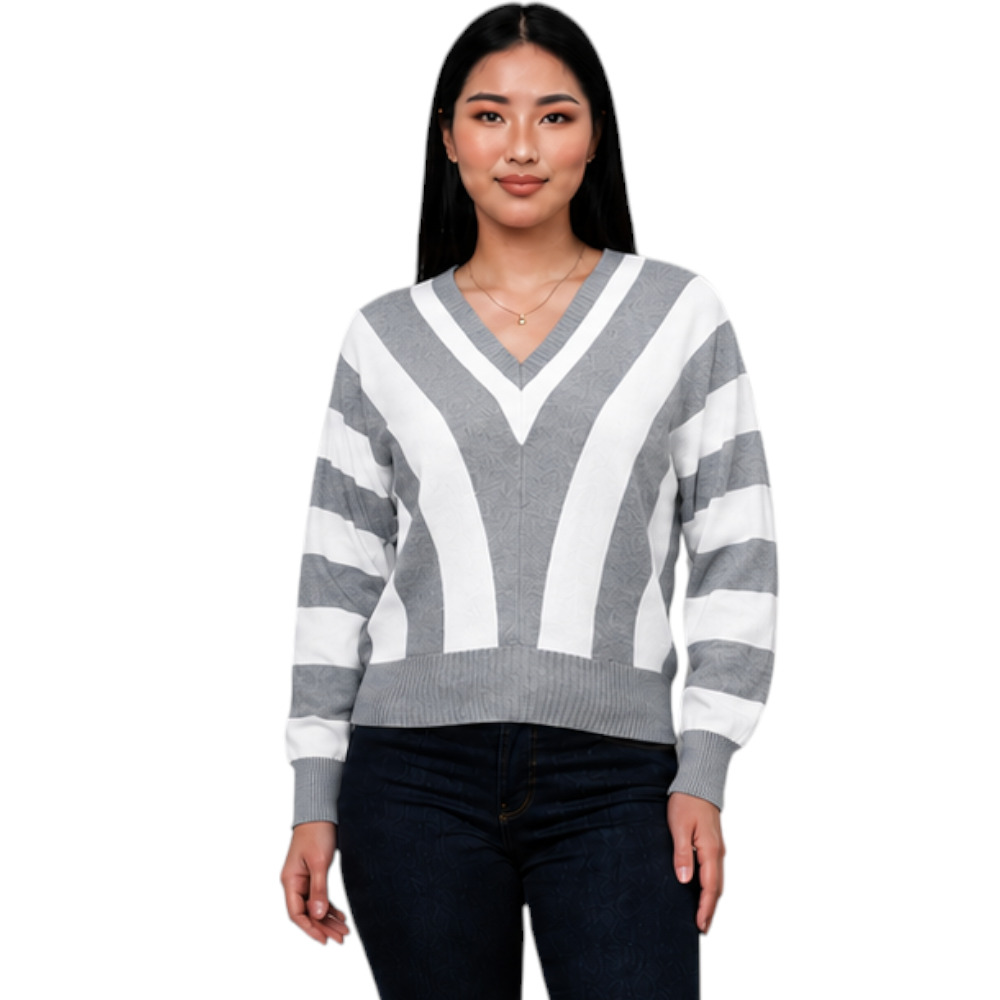 SUETER MUJER CASUAL MAD272G-25 ZAFIRO V HILO TACTO ALGODON COLOR PALO ROSA - 1