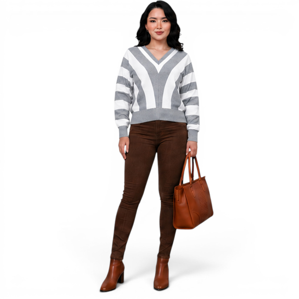 SUETER MUJER CASUAL MAD272G-25 ZAFIRO V HILO TACTO ALGODON COLOR PALO ROSA - 3