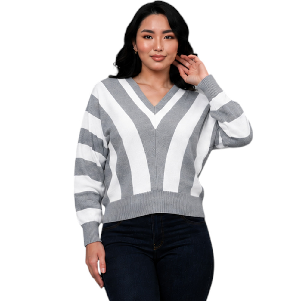 SUETER MUJER CASUAL MAD272G-25 ZAFIRO V HILO TACTO ALGODON COLOR PALO ROSA - 4