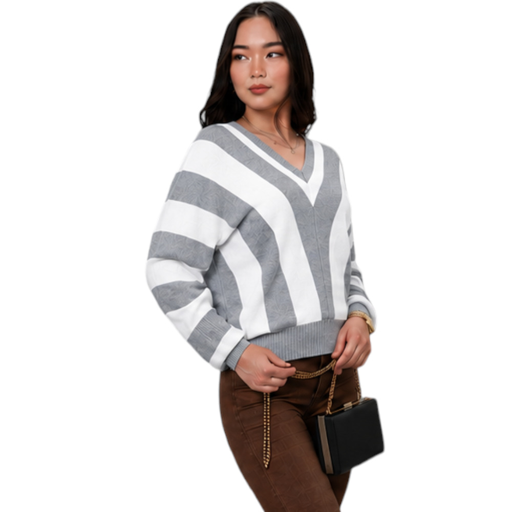 SUETER MUJER CASUAL MAD272G-25 ZAFIRO V HILO TACTO ALGODON COLOR PALO ROSA - 5
