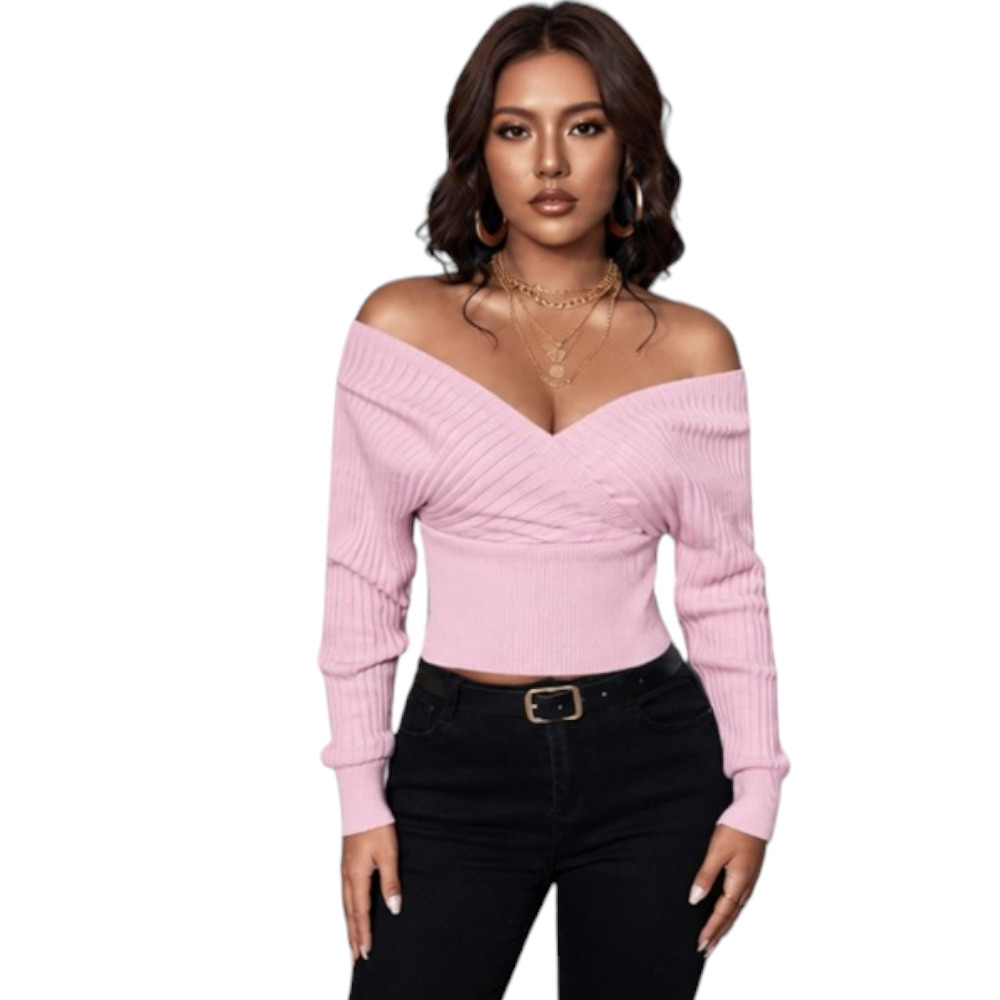 SUETER MUJER JAPONESA DOBLE V BRA127-25HILO CASIMIR COLOR ROSADO - 4