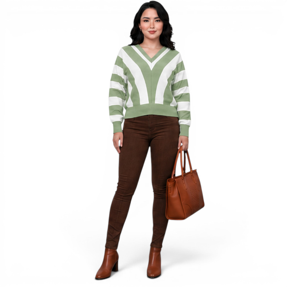 SUETER MUJER CASUAL MAD272G-25 ZAFIRO V HILO TACTO ALGODON COLOR ROJO - 3