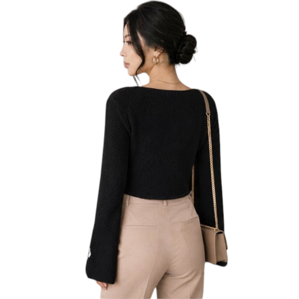 POLO MUJER LAZO MALLA DOM464G-18 HILO TACTO ALGODON COLOR NEGRO - 2