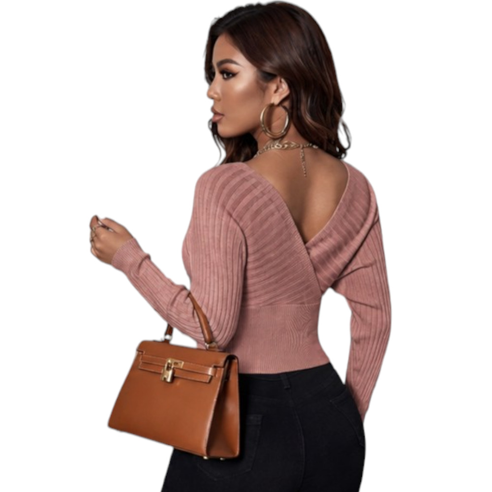 SUETER MUJER JAPONESA DOBLE V BRA127-25HILO CASIMIR COLOR CARAMELO - 2