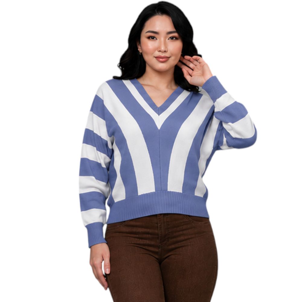 SUETER MUJER CASUAL MAD272G-25 ZAFIRO V HILO TACTO ALGODON COLOR ACERO - 3