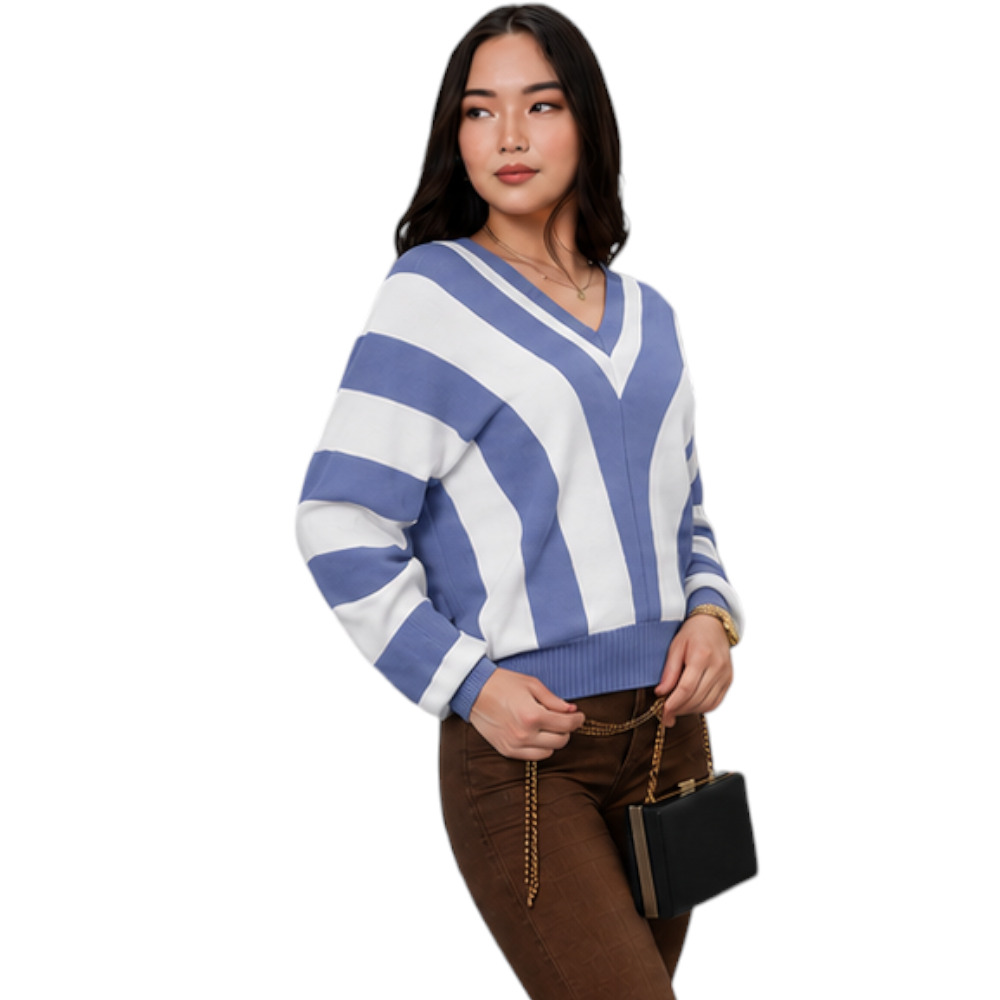 SUETER MUJER CASUAL MAD272G-25 ZAFIRO V HILO TACTO ALGODON COLOR ACERO - 4