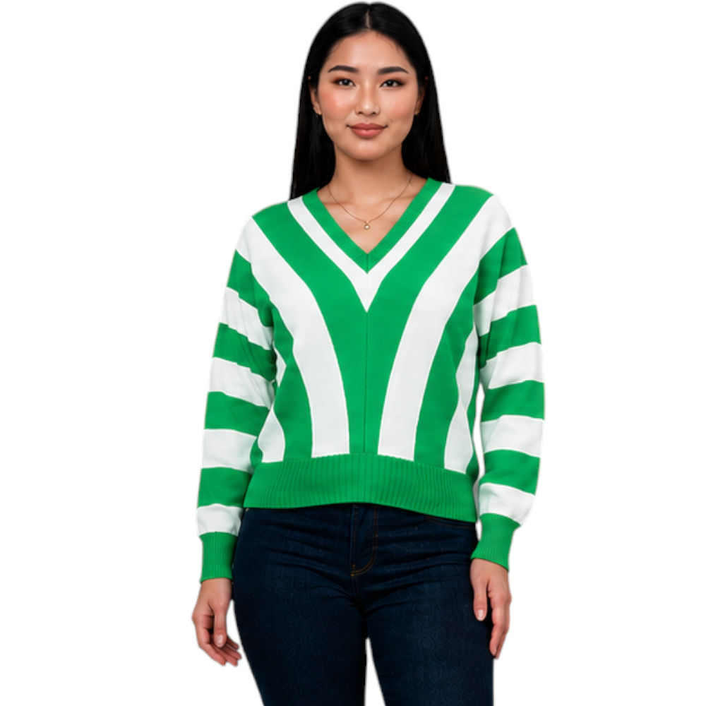SUETER MUJER CASUAL MAD272G-25 ZAFIRO V HILO TACTO ALGODON COLOR VERDE - 1