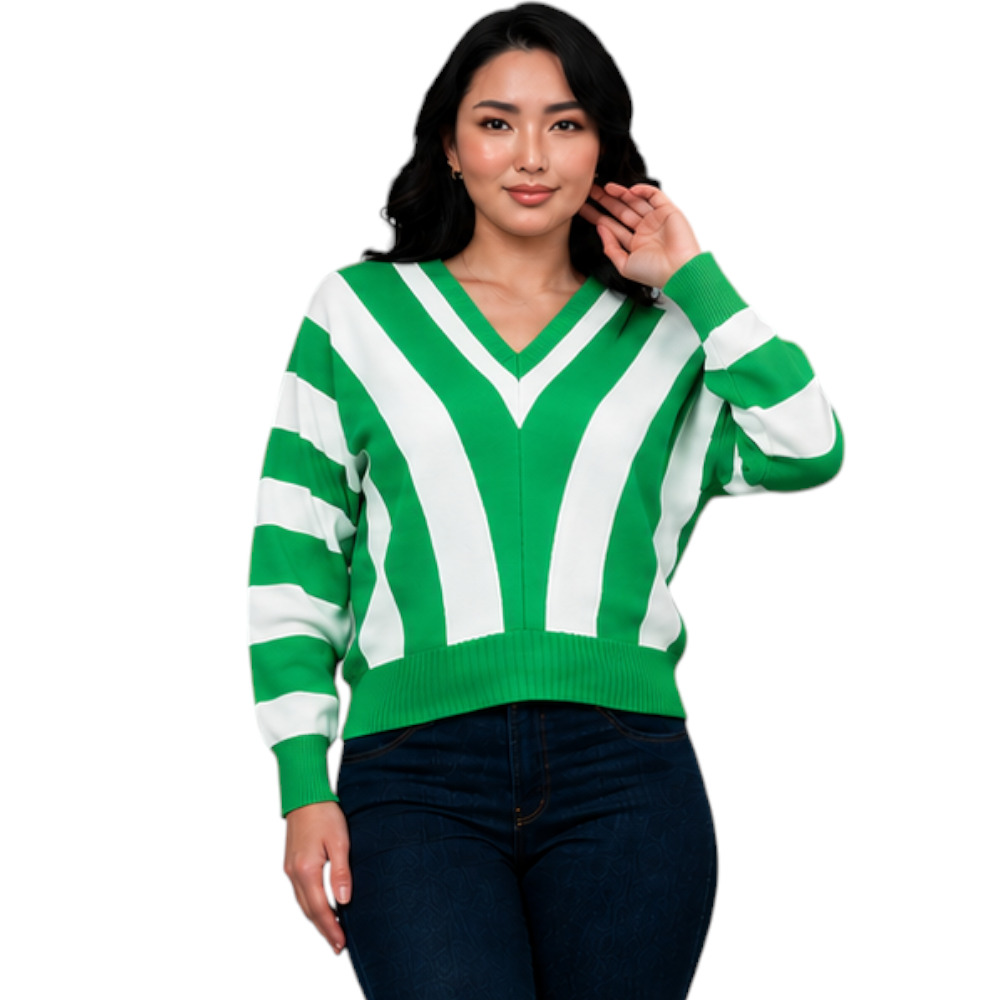 SUETER MUJER CASUAL MAD272G-25 ZAFIRO V HILO TACTO ALGODON COLOR VERDE - 2