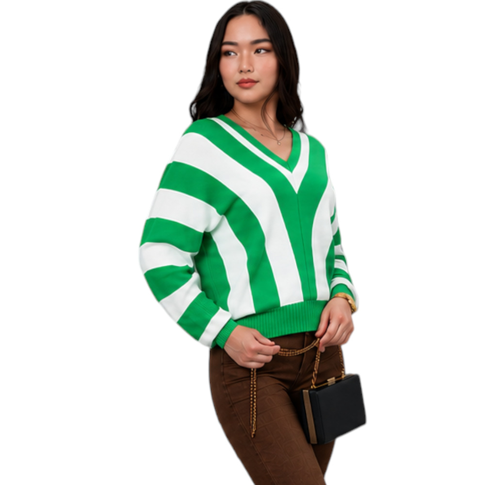 SUETER MUJER CASUAL MAD272G-25 ZAFIRO V HILO TACTO ALGODON COLOR VERDE - 3