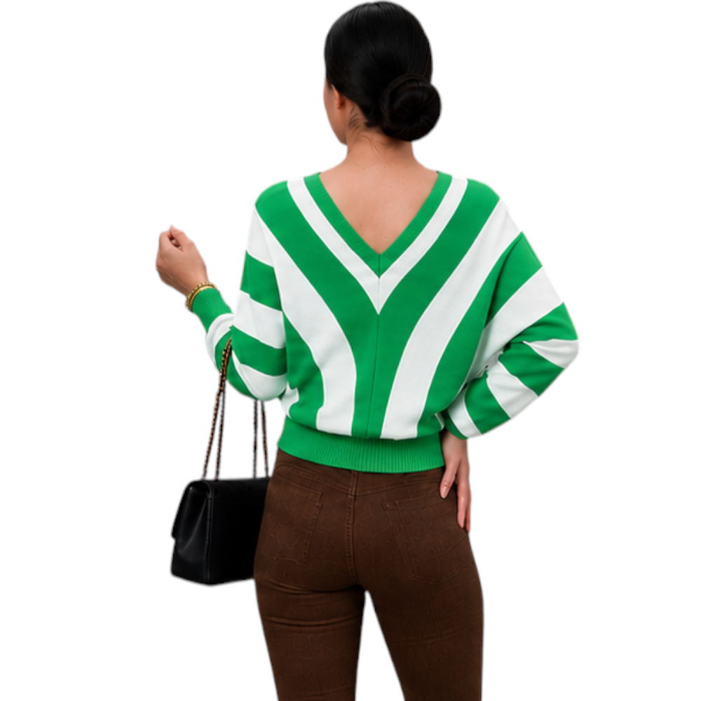 SUETER MUJER CASUAL MAD272G-25 ZAFIRO V HILO TACTO ALGODON COLOR VERDE - 4
