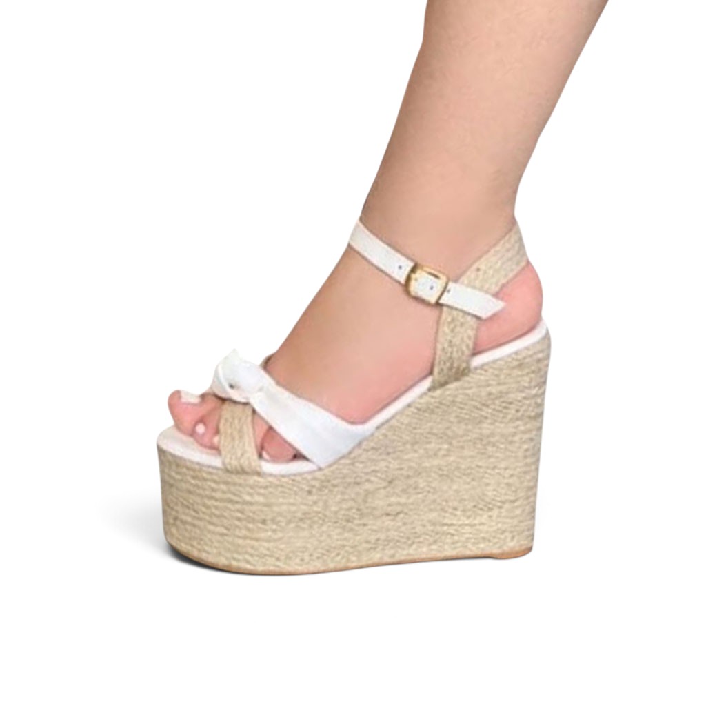 SANDALIA MUJER MOÑO YUTE 2086-60 CUÑA 9 COLOR BLANCO - 1