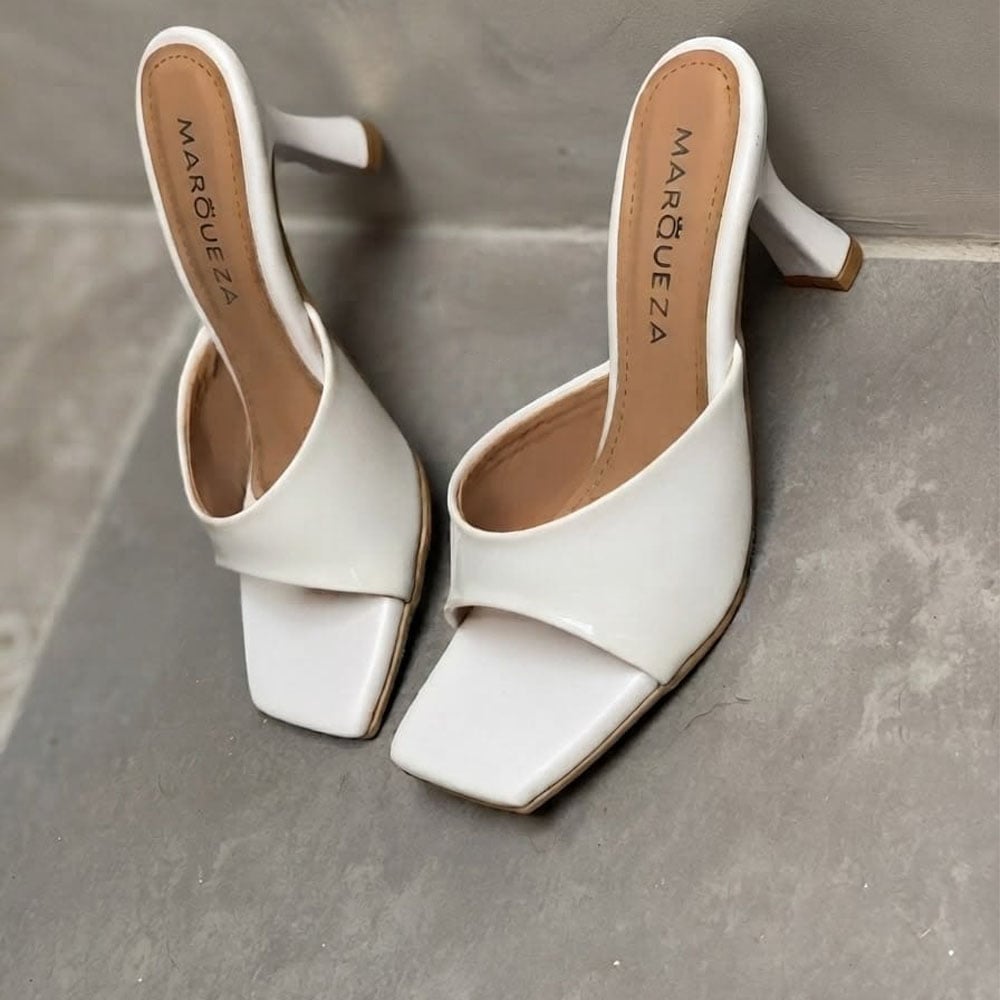 ZUECO MUJER REYNA ELEGANTE 2086-58 TACO 7 CHAROL COLOR BLANCO - 3