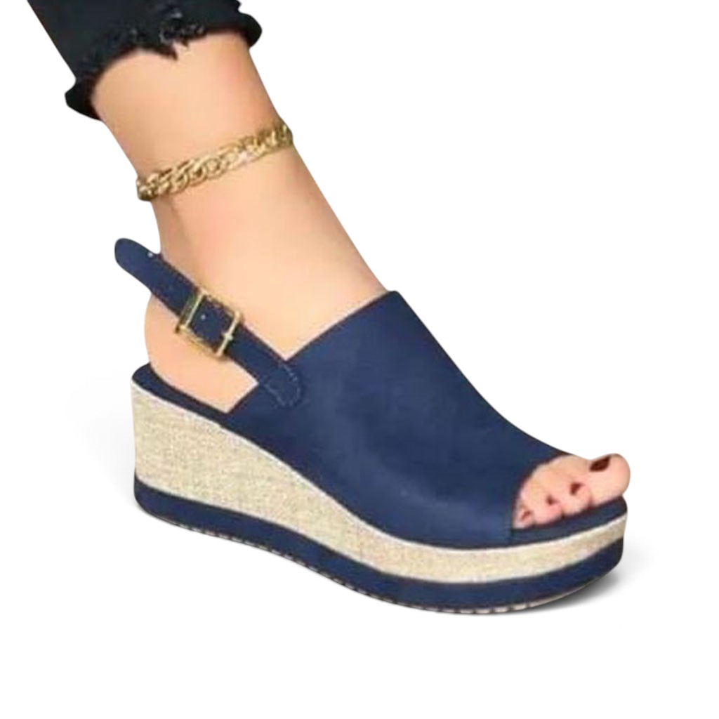 SANDALIA MUJER CASUAL GAMUZA ROMINA 1399-45 CUÑA 5 COLOR AZUL - 1