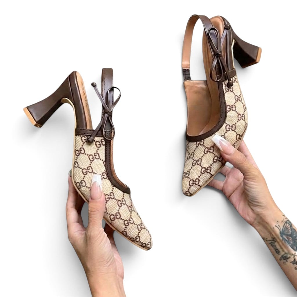 SANDALIA MUJER PUNTA CERRADA 2086-58 TACO 7 TELA DRILL COLOR CHOCOLATE - 1
