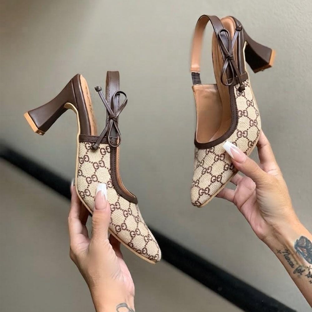 SANDALIA MUJER PUNTA CERRADA 2086-58 TACO 7 TELA DRILL COLOR CHOCOLATE - 3
