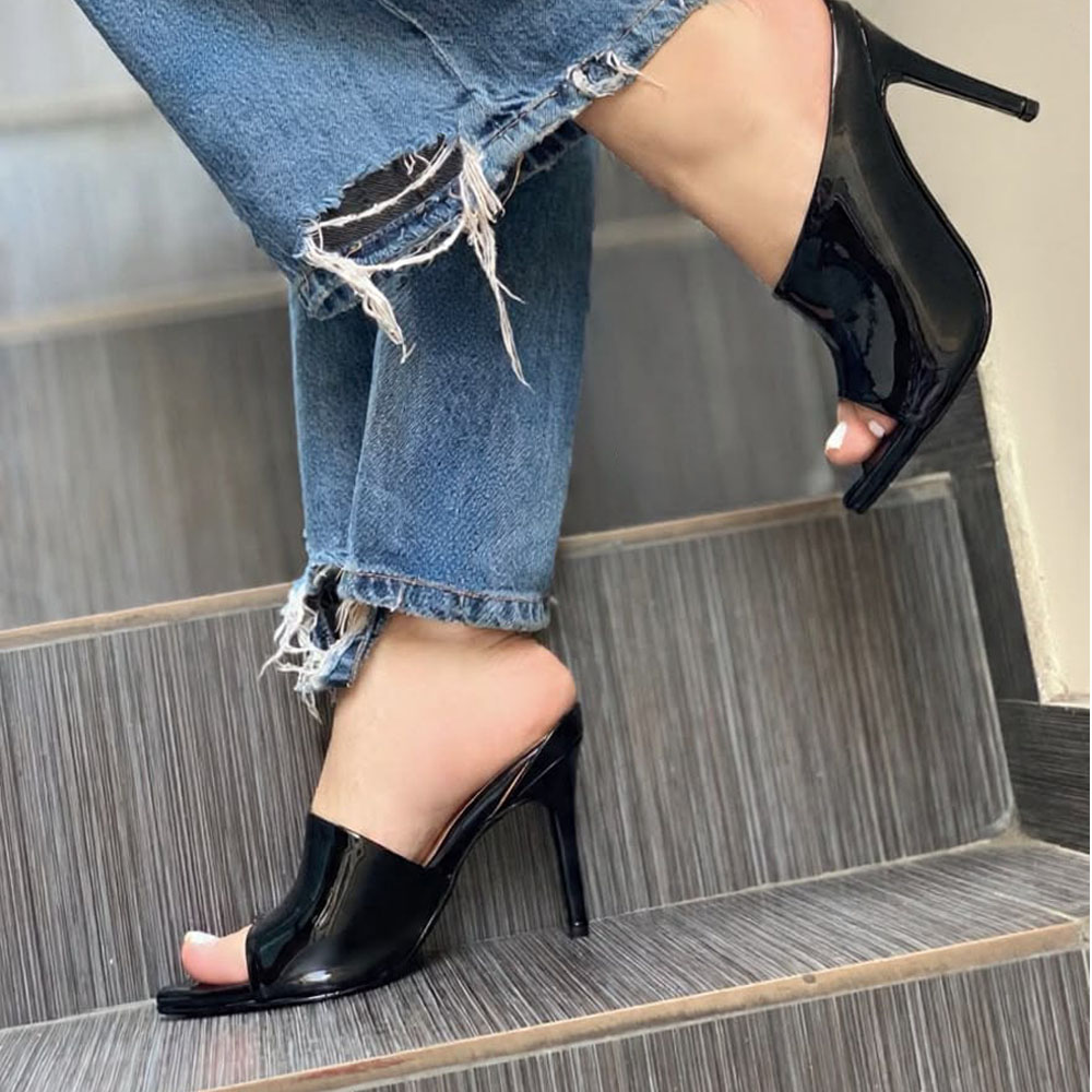 ZUECO MUJER CHAROL 2086-65 TACO 9 COLOR NEGRO - 2