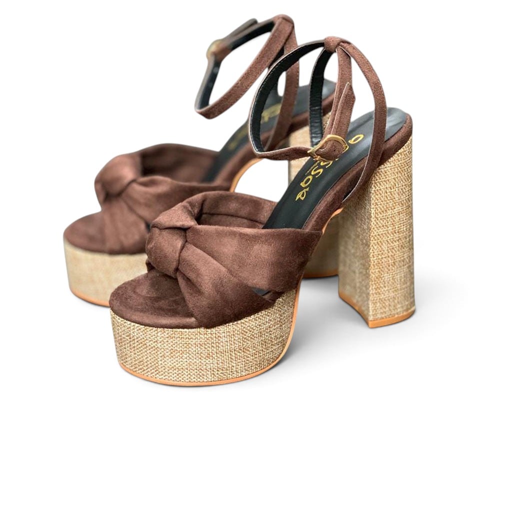 SANDALIA MUJER ELEGANCIA 2086-78 TACO 12 FORRADO EN YUTE COLOR CHOCOLATE - 1