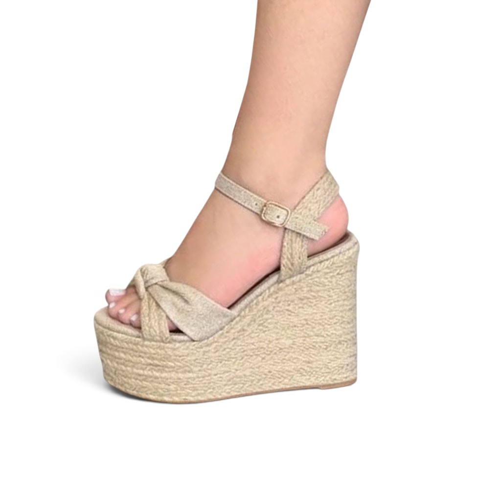 SANDALIA MUJER MOÑO YUTE 2086-60 CUÑA 9 COLOR BEIGE - 1
