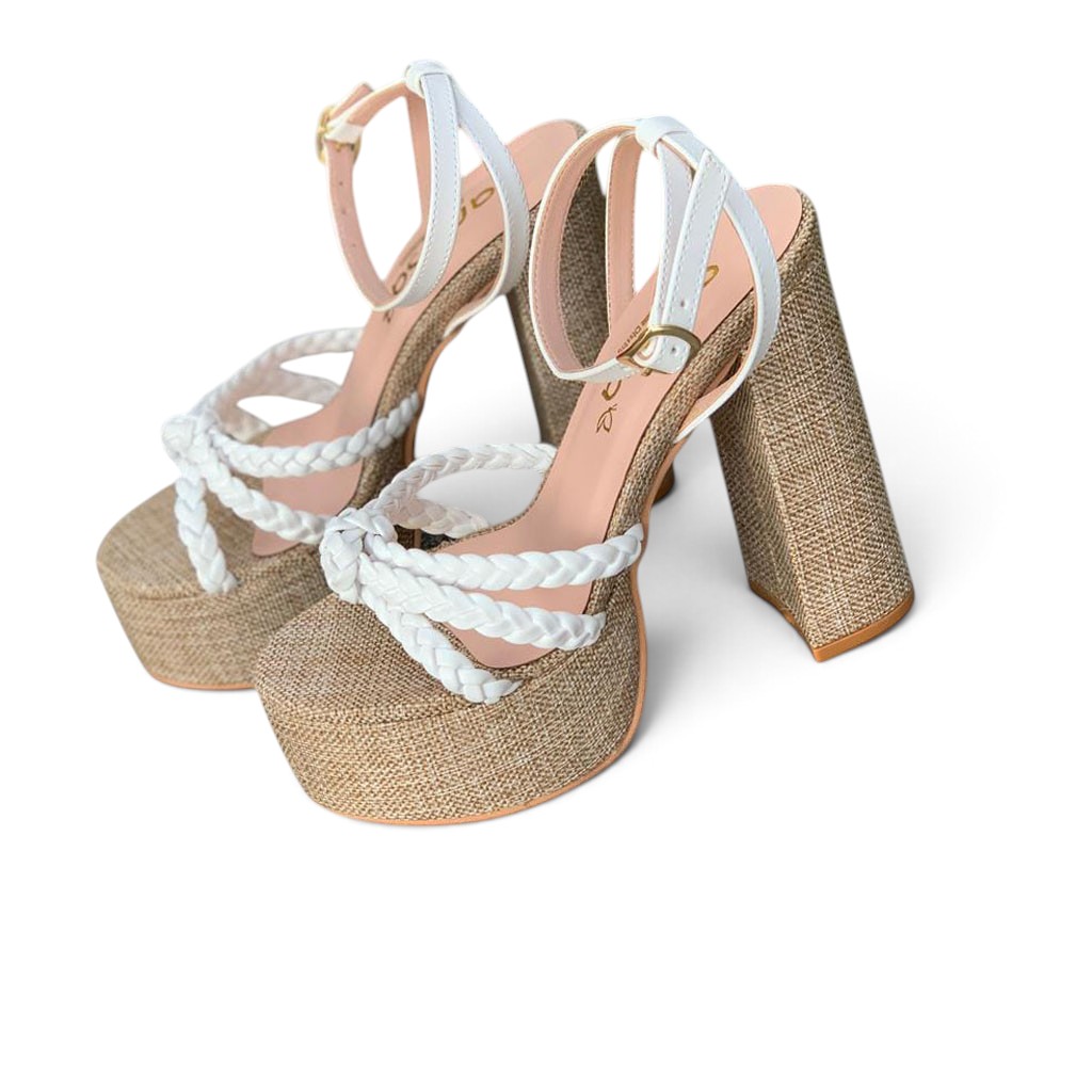 SANDLALIA MUJER CASUAL 2086-78 TACO 12 FORRADO EN YUTE COLOR BLANCO - 1