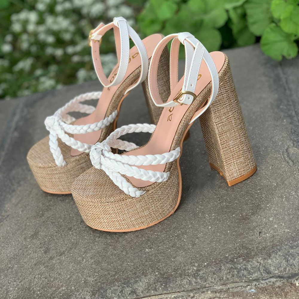 SANDLALIA MUJER CASUAL 2086-78 TACO 12 FORRADO EN YUTE COLOR BLANCO - 3