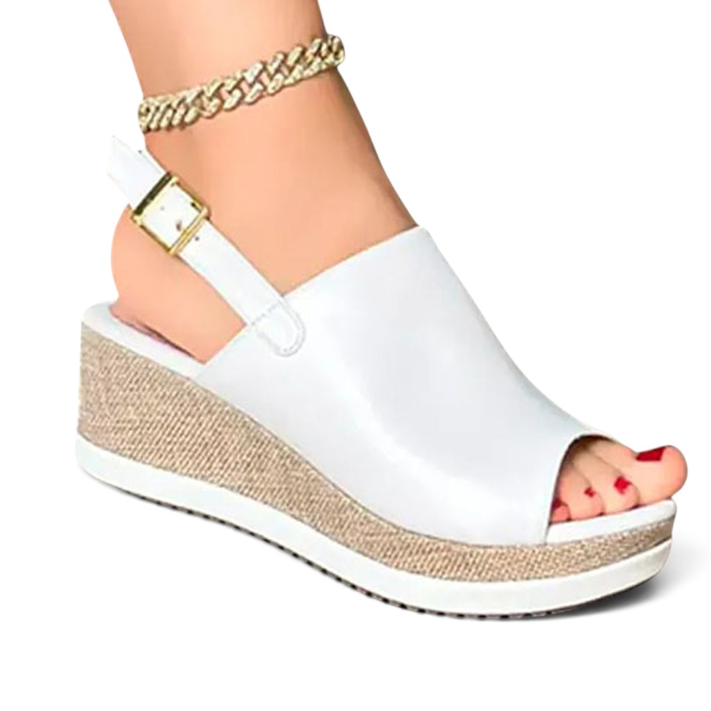 SANDALIA MUJER CASUAL GAMUZA ROMINA 1399-45 CUÑA 5 COLOR BLANCO - 1