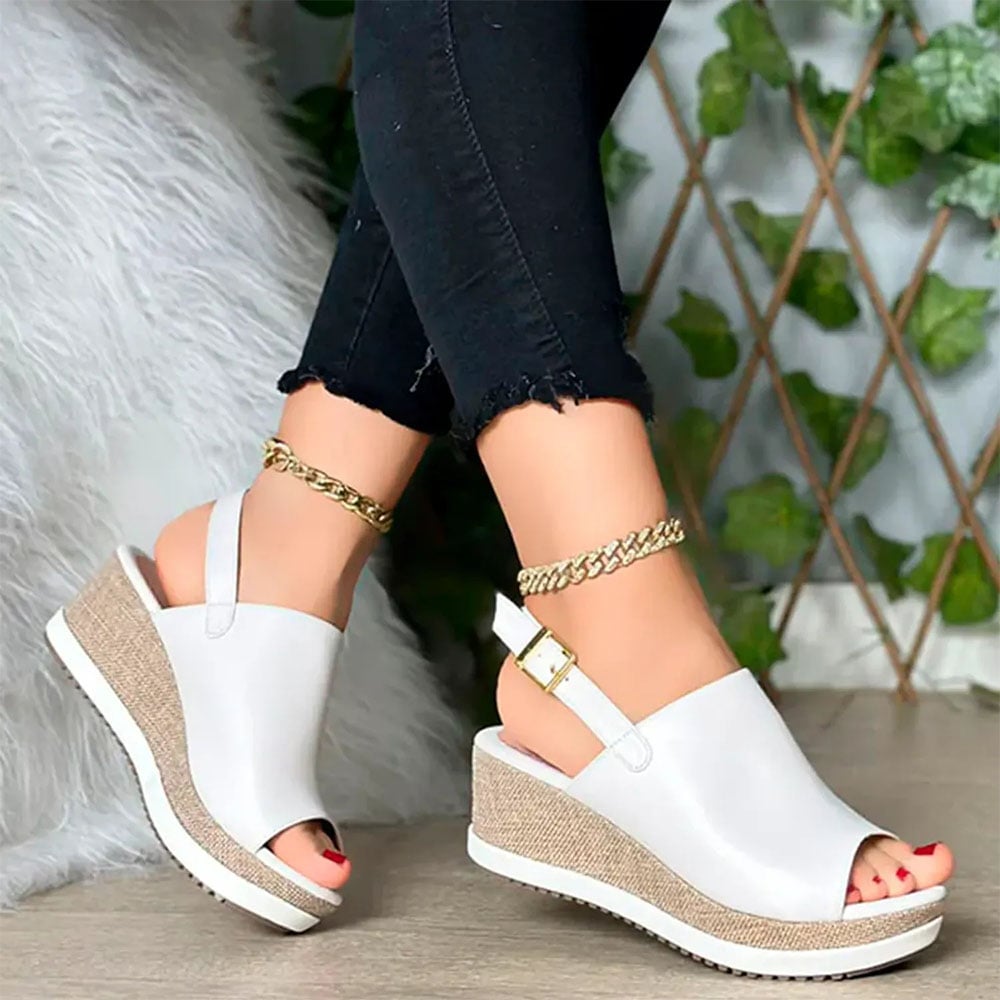 SANDALIA MUJER CASUAL GAMUZA ROMINA 1399-45 CUÑA 5 COLOR BLANCO - 2