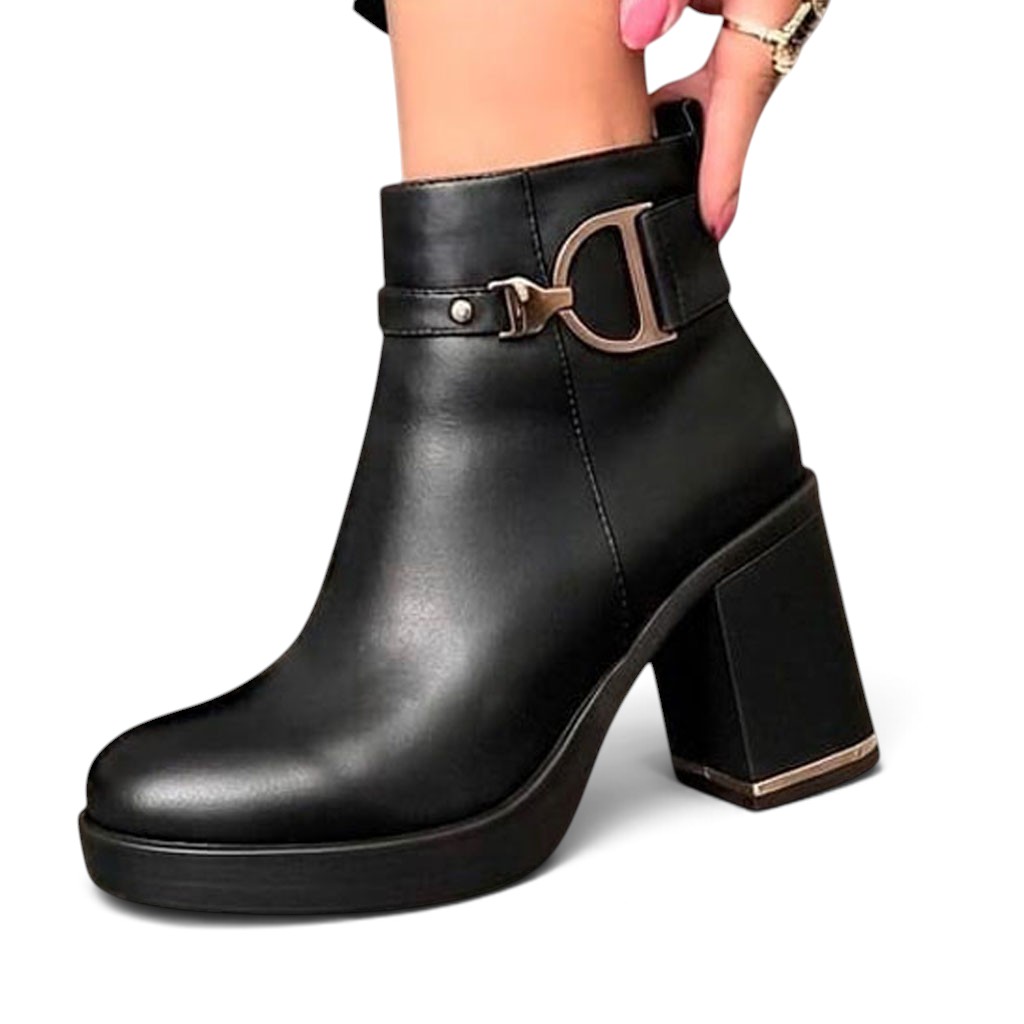 BOTIN MUJER CASUAL FAMA 1399-65 TACO 7 COLOR NEGRO - 1
