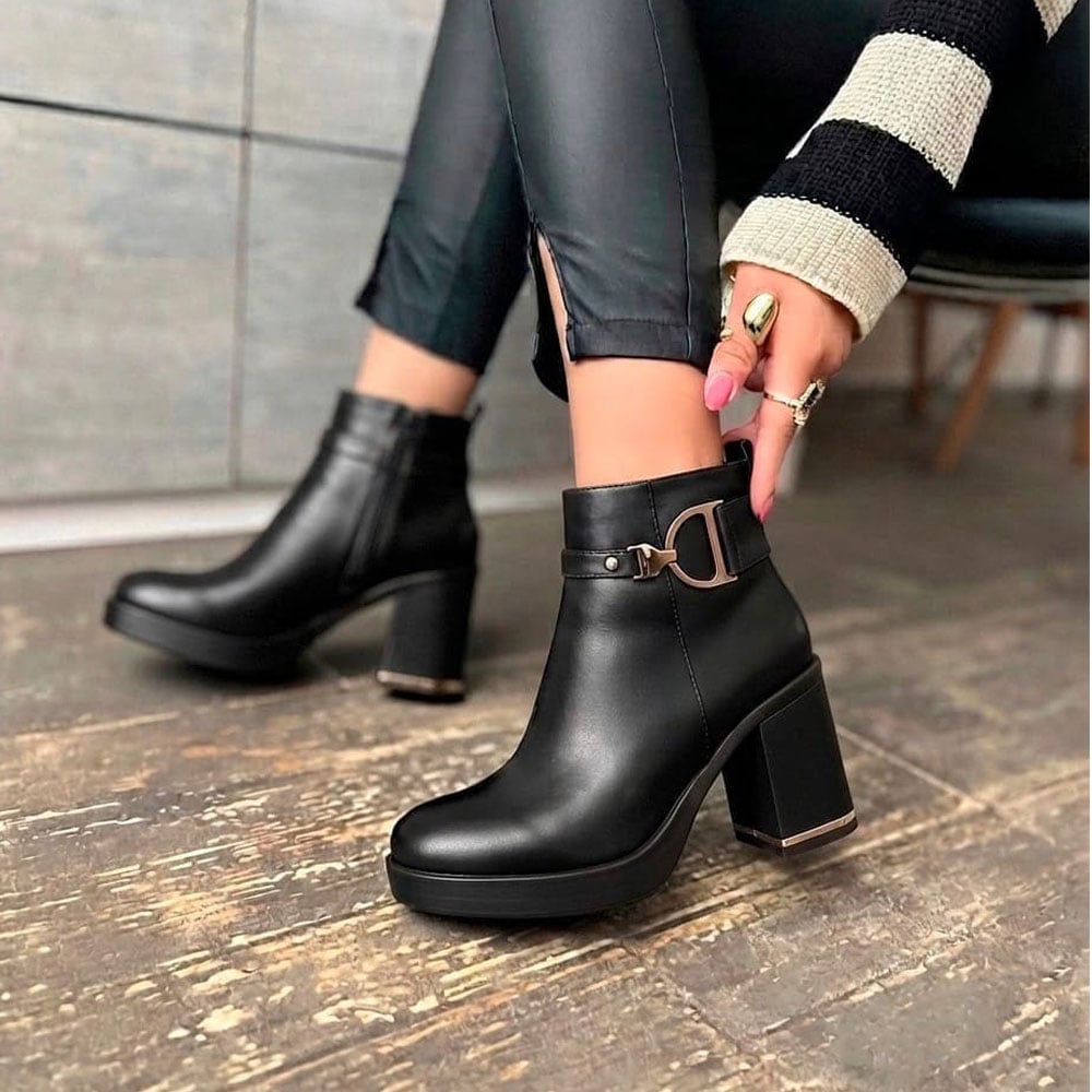 BOTIN MUJER CASUAL FAMA 1399-65 TACO 7 COLOR NEGRO - 2
