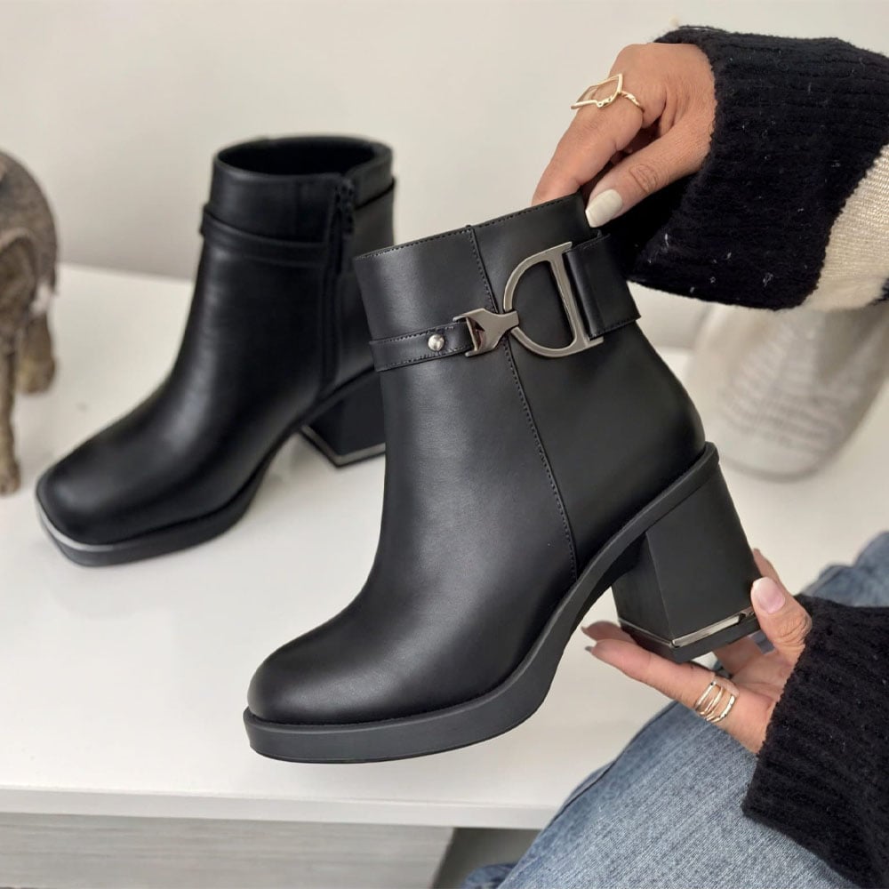 BOTIN MUJER CASUAL FAMA 1399-65 TACO 7 COLOR NEGRO - 3