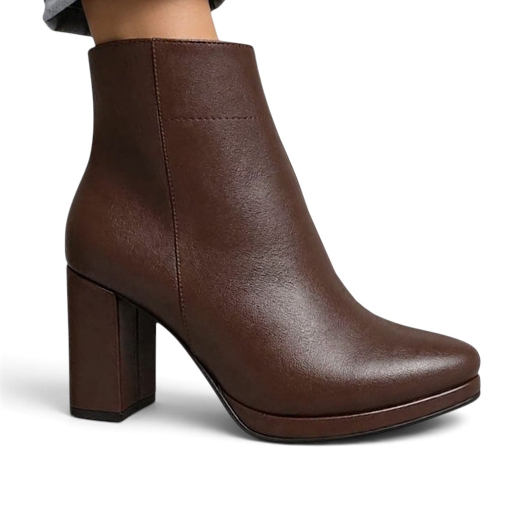 BOTIN MUJER CLASICO CON PLATAFORMA 1399-68 TACO 7 COLOR CHOCOLATE - 1