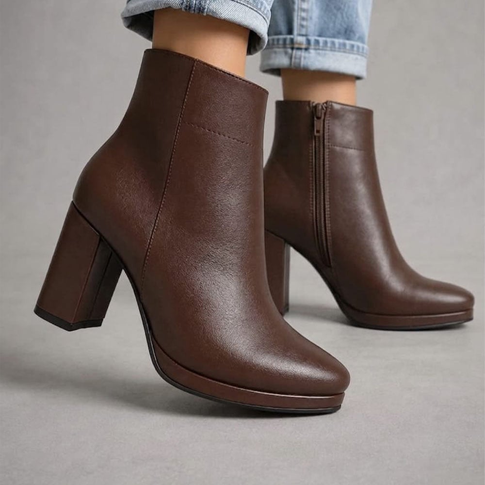 BOTIN MUJER CLASICO CON PLATAFORMA 1399-68 TACO 7 COLOR CHOCOLATE - 2