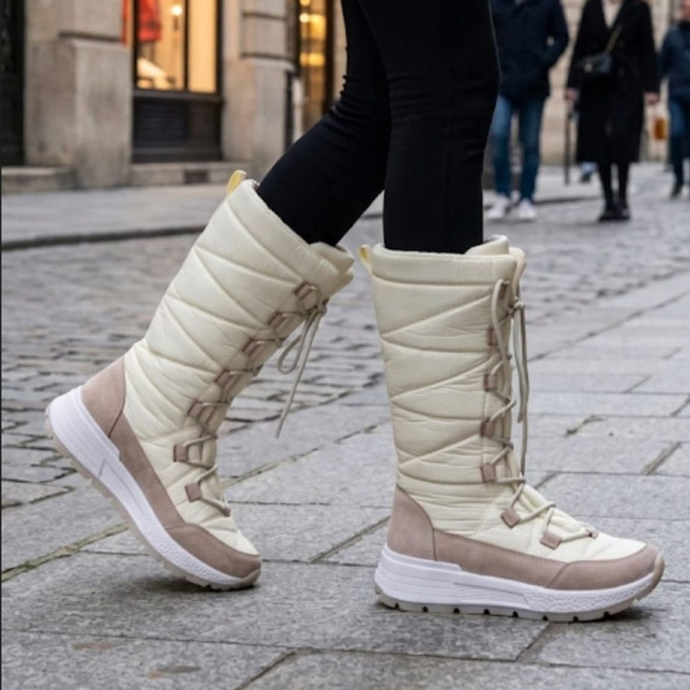BOTA MUJER CASUAL LARGA IMPERMEABLE COLUMBIA 2086-65 COLOR HUESO - 2