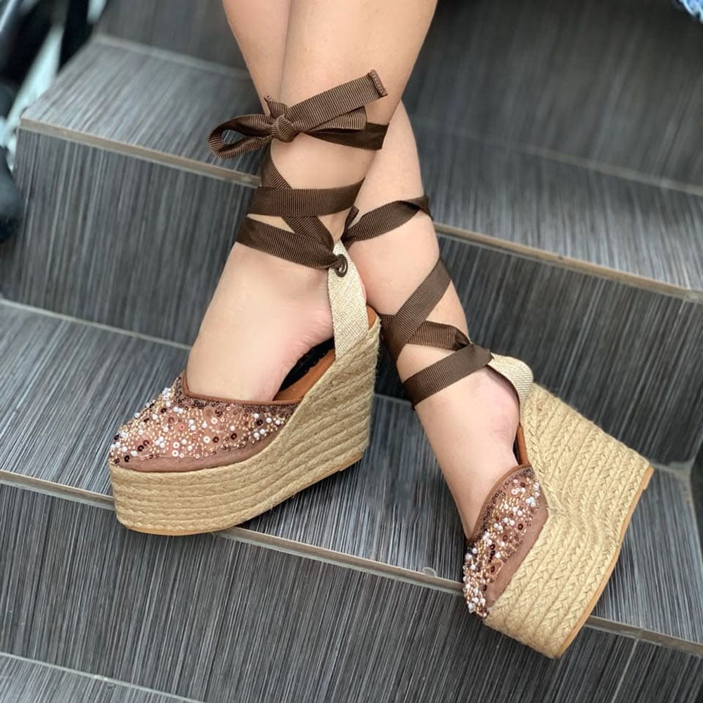 ALPARGATA MUJER CASUAL 2086-60 DOBLE USO CUÑA 9 COLOR CHOCOLATE - 1