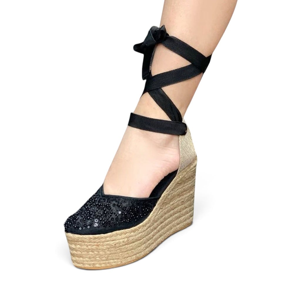 ALPARGATA MUJER CASUAL 2086-60 DOBLE USO CUÑA 9 COLOR NEGRO - 3