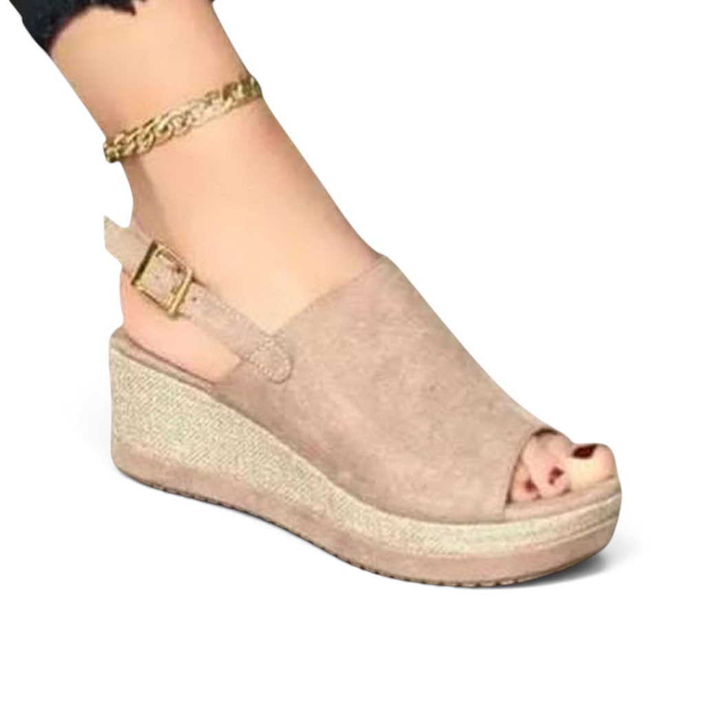 SANDALIA MUJER CASUAL GAMUZA ROMINA 1399-45 CUÑA 5 COLOR PAPA - 1