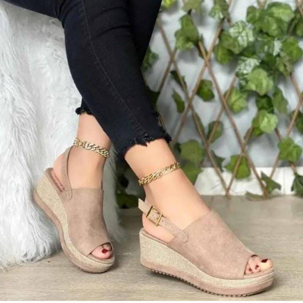SANDALIA MUJER CASUAL GAMUZA ROMINA 1399-45 CUÑA 5 COLOR PAPA - 2