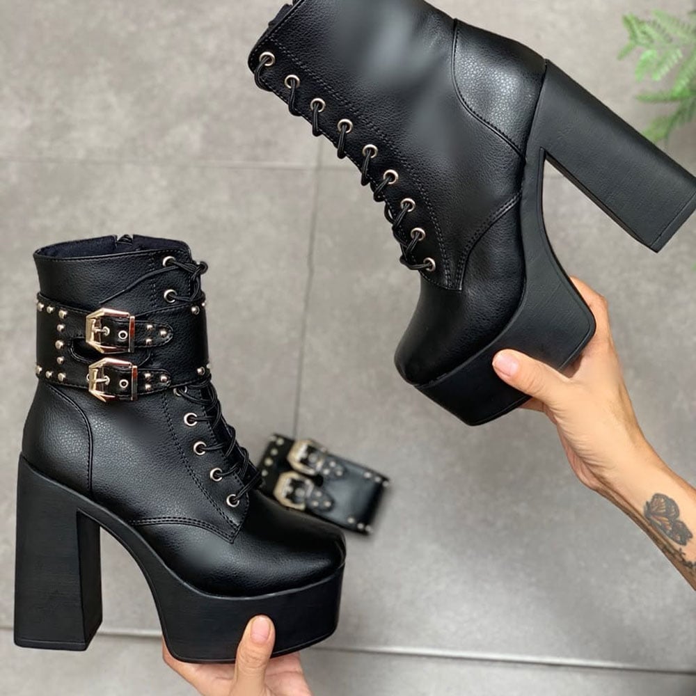 BOTIN MUJER ROCK 2086-72 DOBLE USO TACO 12 COLOR NEGRO - 3