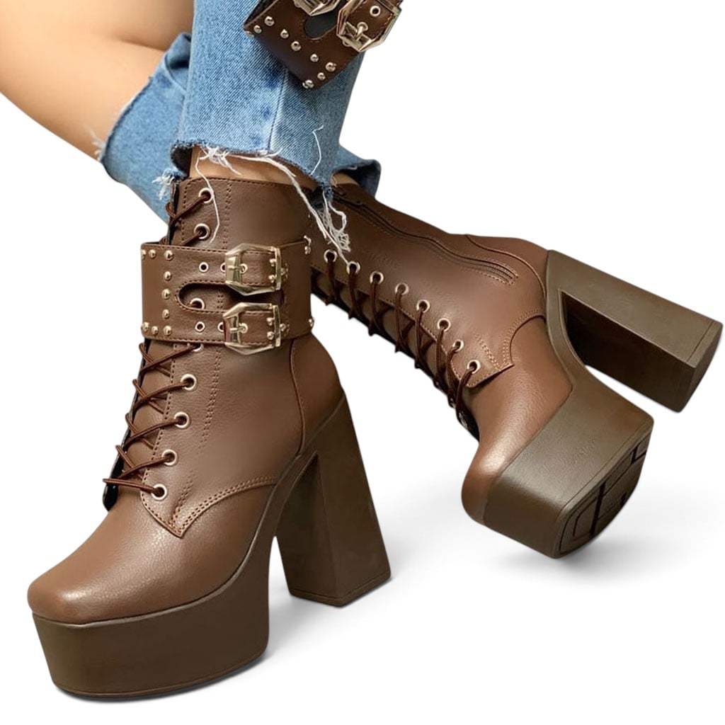 BOTIN MUJER ROCK 2086-72 DOBLE USO TACO 12 COLOR CHOCOLATE - 1