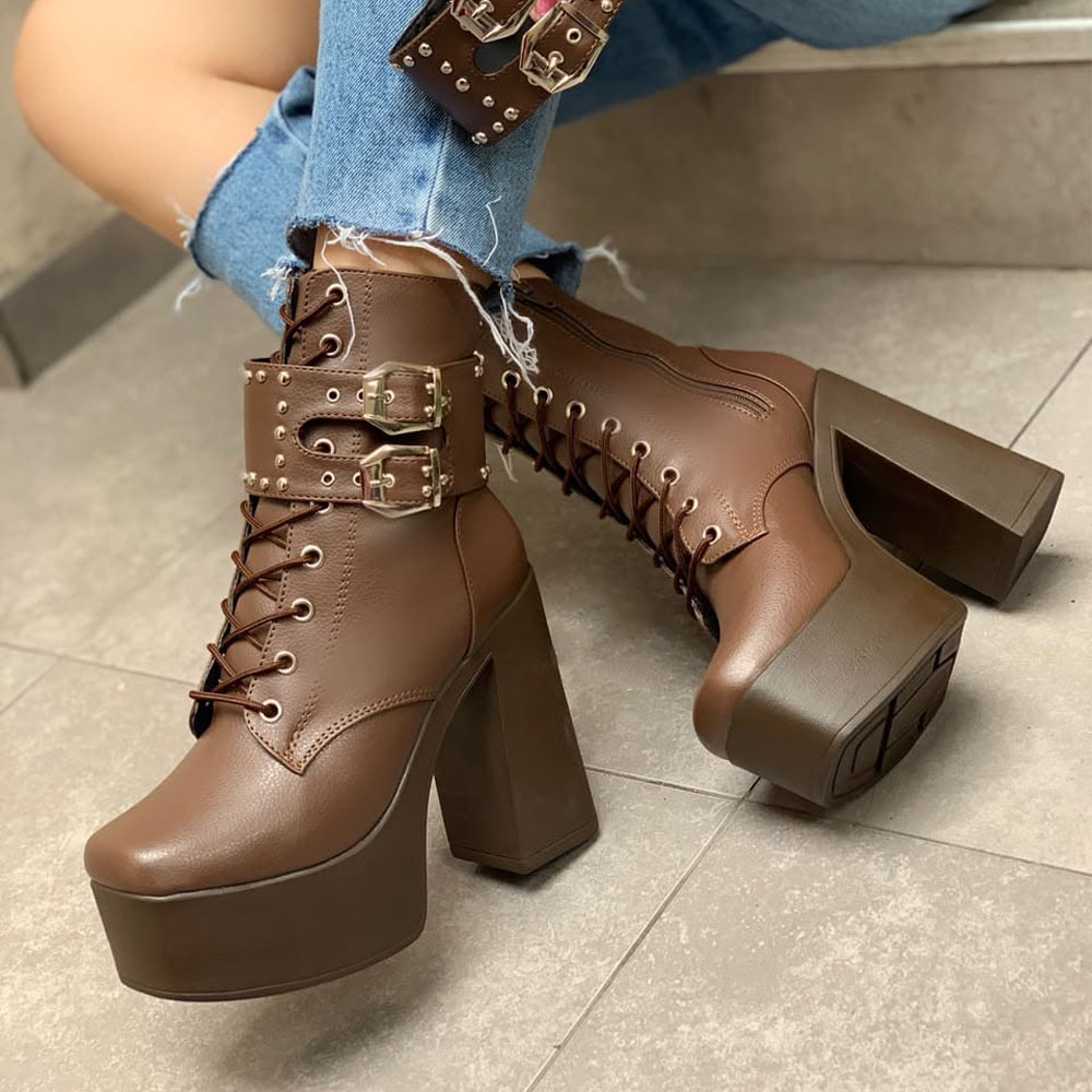 BOTIN MUJER ROCK 2086-72 DOBLE USO TACO 12 COLOR CHOCOLATE - 3
